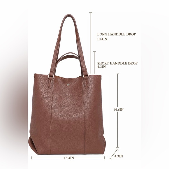 Elegant Brown Leather Tote Bag - Picture 4 of 10